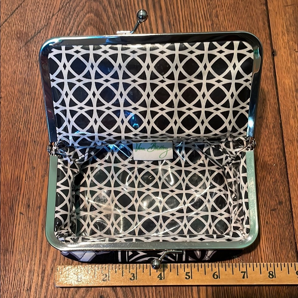 Vera Bradley Quilted Snap Cosmetic Case in Black/White Night and Day Pattern